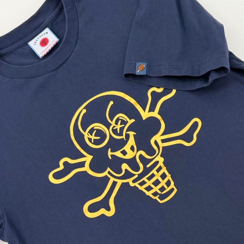 Ice Cream x Billionaire Boys Club BBC T-Shirt Mens Med Blue Graphic Skull Tee